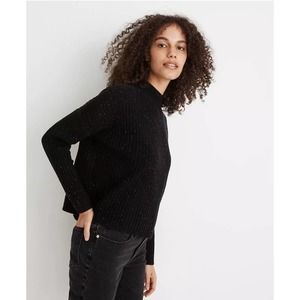 Madewell Resourced Cashmere Ribbed Mockneck Pullover Sweater